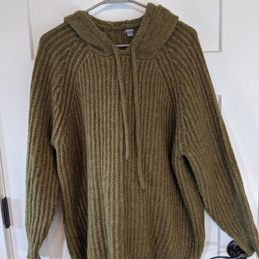 Green sweater with hood